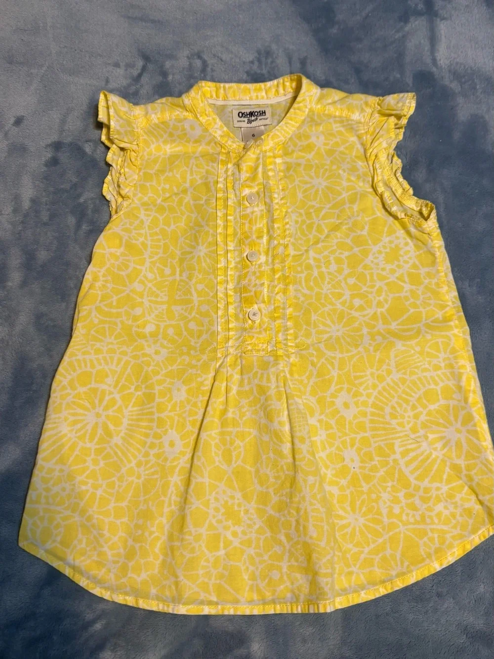 🌟Girls 6 (Small fit) OshKosh B'gosh Yellow Floral Ruffle Tank & Shorts Set
